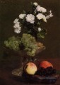 Nature morte Chrysanthèmes et Raisins peintre Henri Fantin Latour floral